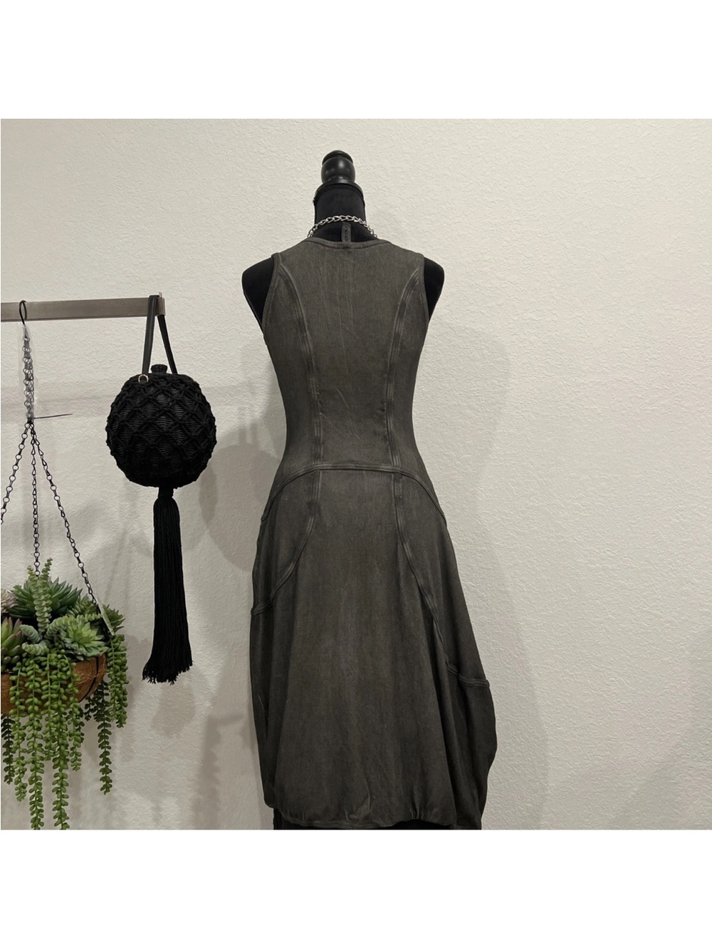 Rundholz Washed Charcoal Architectural Midi Dress M - Picture 7 of 16